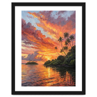 Impressionist Tropical Sunset Over Paradise Island