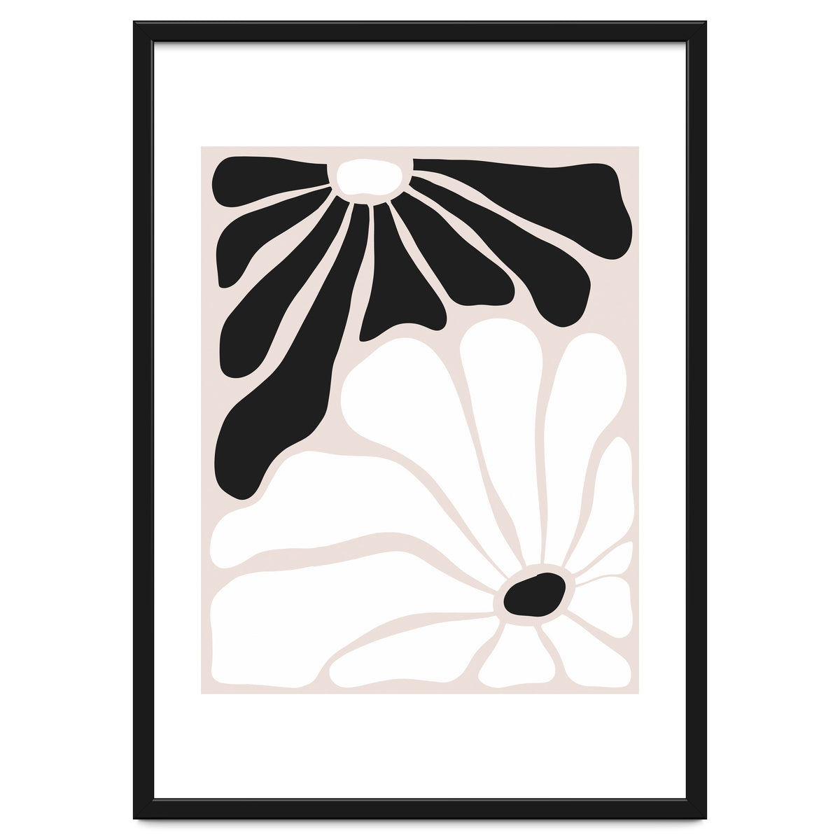 Floral Yin Yang, Scandinavian Nature Flowers Botanical Concept, Plants Blossom Positivity Neutral Minimalism