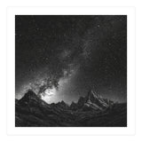 Starlit Mountain Majesty: Detailed Monochrome Milky Way (Print Only) thumbnail