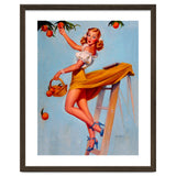 Pinup Sexy Woman Picking Oranges On A Tree Branch thumbnail