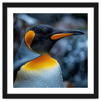 Close Up Of King Penguin In The Rain