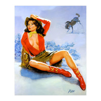 Pinup Girl Fell From A Wild Horse (Print Only)
