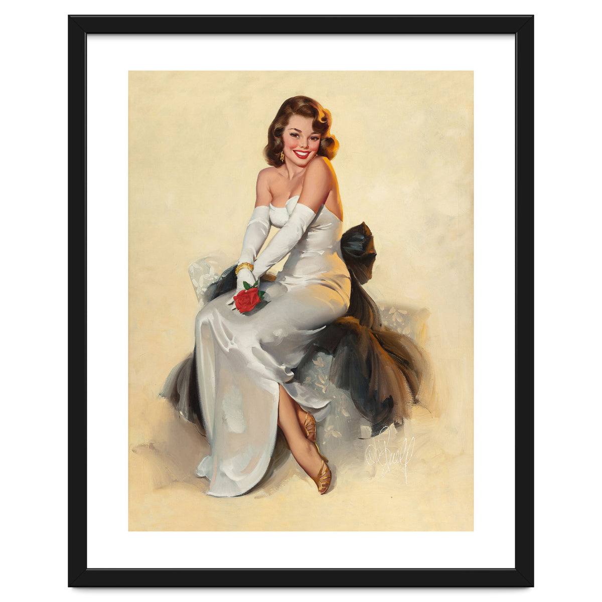 Smiling Young Woman Posing With Flower