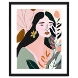 Reinvent, Beautiful Woman Girl Pastel Line Art, Minimal Botanical Nature Portrait, Modern Bohemian Drawing Nomadic Summer Self Love thumbnail