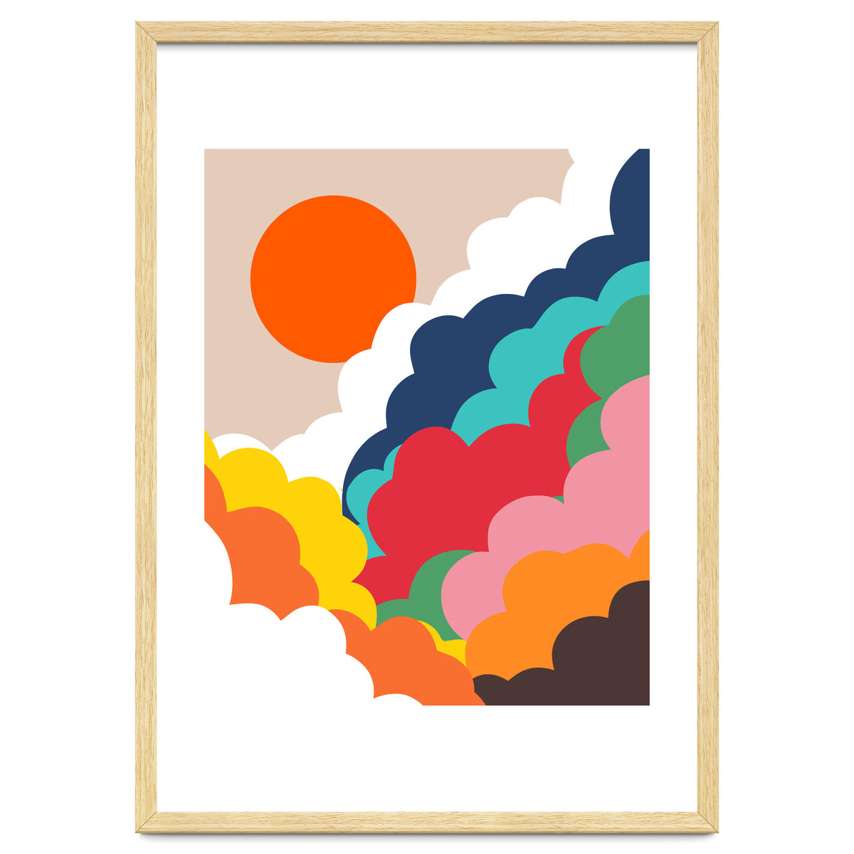 Head In The Clouds, Positivity Nature Sunrise Sunset, Sky Bohemian Comic Retro Eclectic Illustration