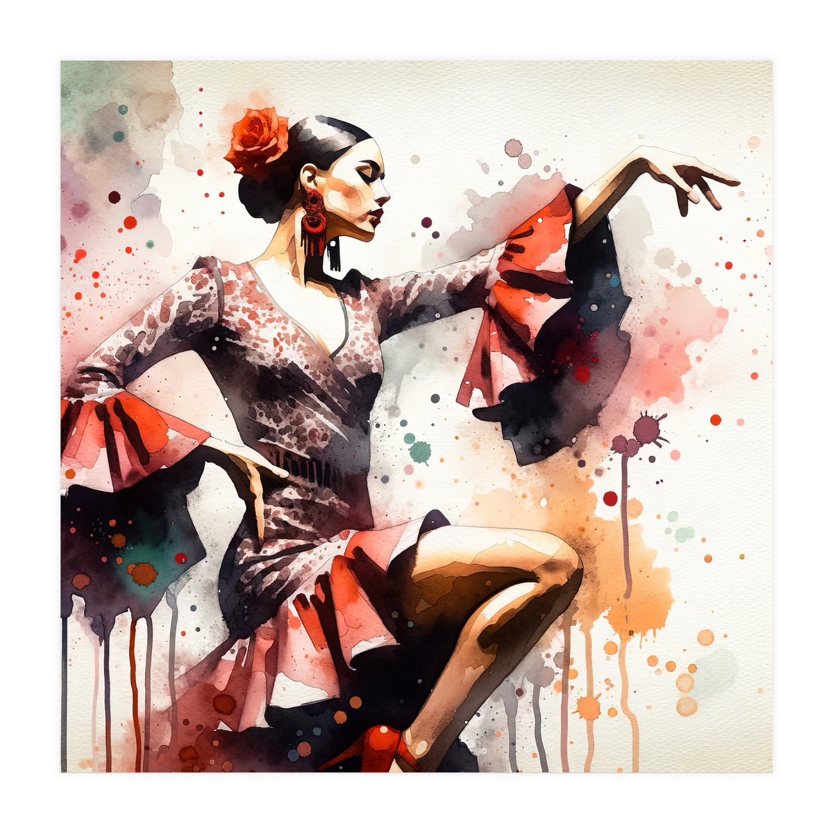 Scarlet Flamenco Side Pose (Print Only)