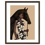 Woman In Bold Print With Black Horse thumbnail