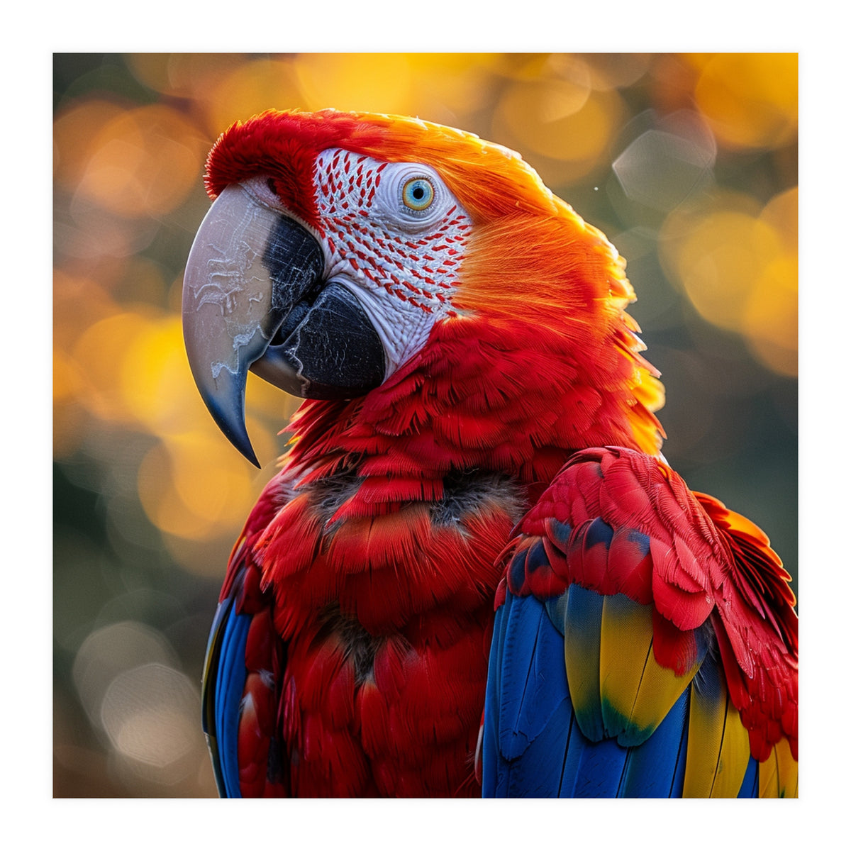Scarlet Macaw Parrot Close Up Portrait (Print Only)