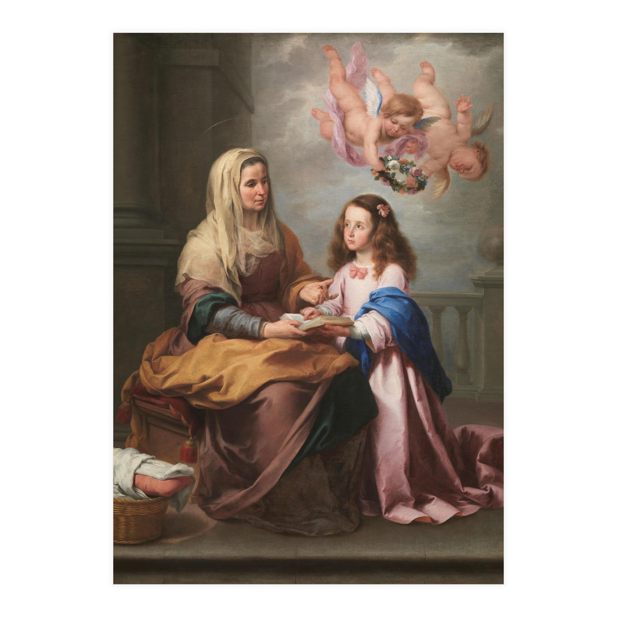 Bartolomé Esteban Murillo / 'Saint Anne with the Virgin', ca.  1655, Spanish School. VIRGIN MARY. (Print Only)