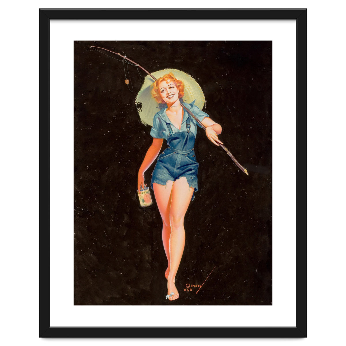 Happy Pinup Girl With A Fishing Stick