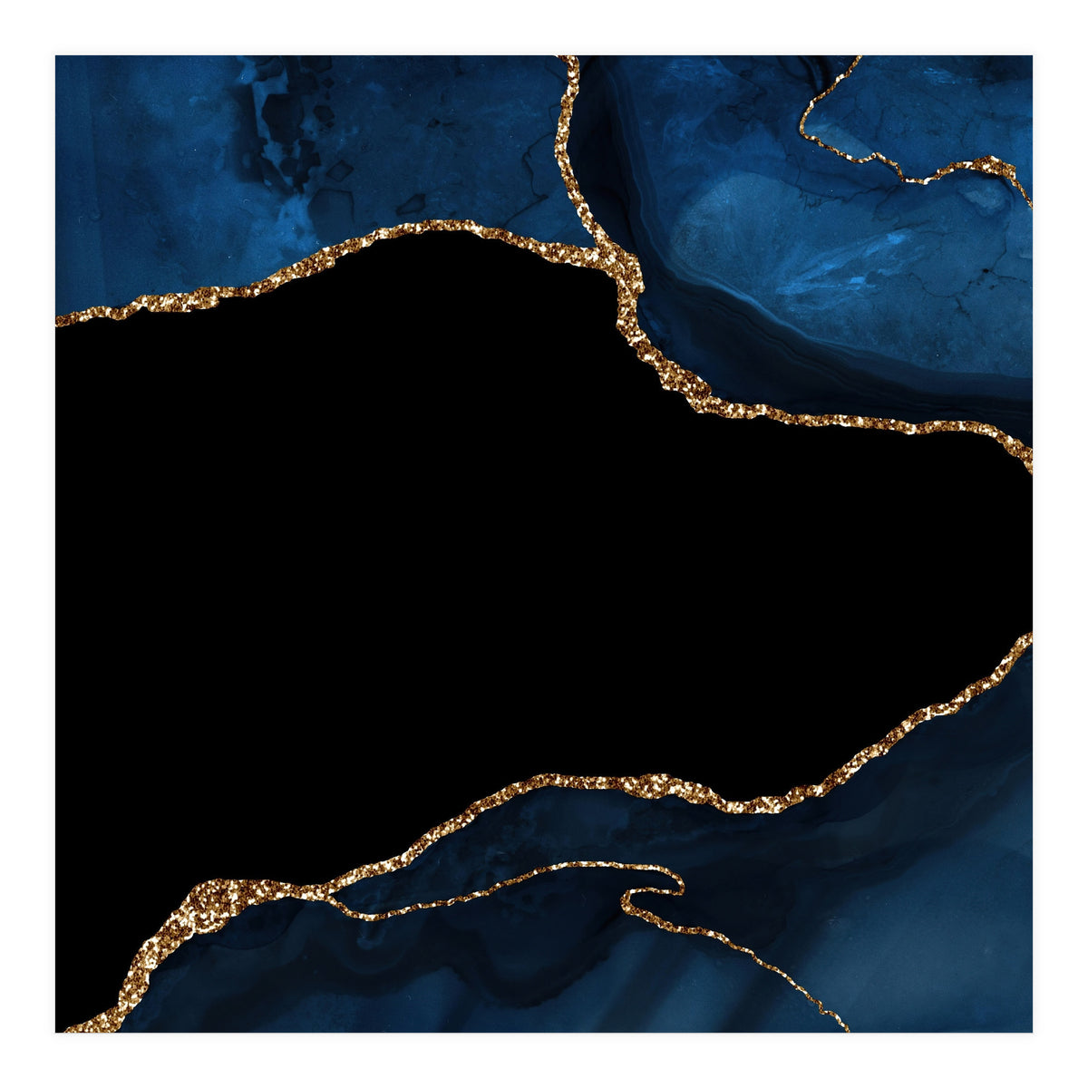 Navy & Gold Agate Texture 04  (Print Only)