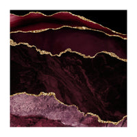 Burgundy & Gold Agate Texture 02  (Print Only)