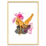 Pinup Sexy Woman Posing In Black Sleeping Dress thumbnail