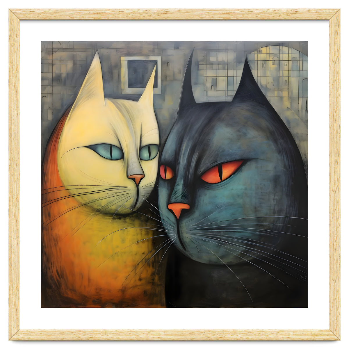 FURRY FRIENDS: GOLDIE AND CHARCOAL, lively duo of animated cats – green eyes, orange eyes. Whiskers charm.