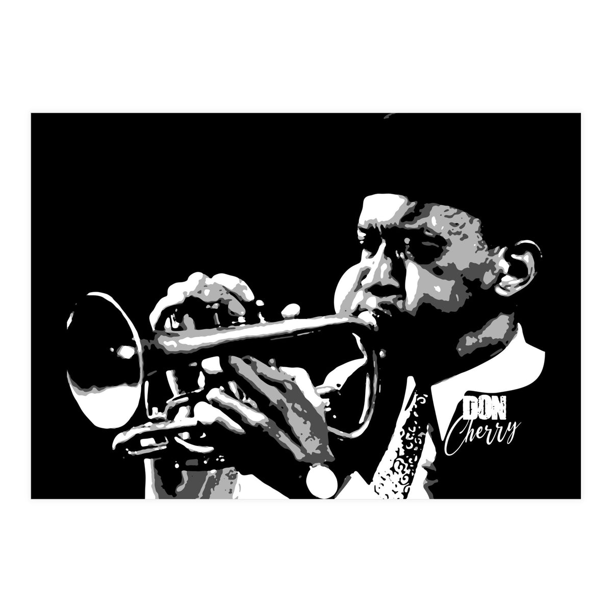 Don Cherry American Jazz Trumpeter in Grayscale (Print Only)