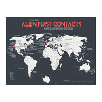 World Map of Alien First Contacts in Movies (Print Only)