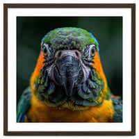 Blue And Gold Macaw Face Focused Portrait