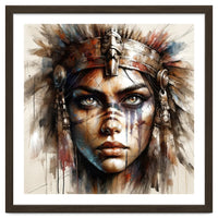 Regal Warrior Woman Watercolor Portrait
