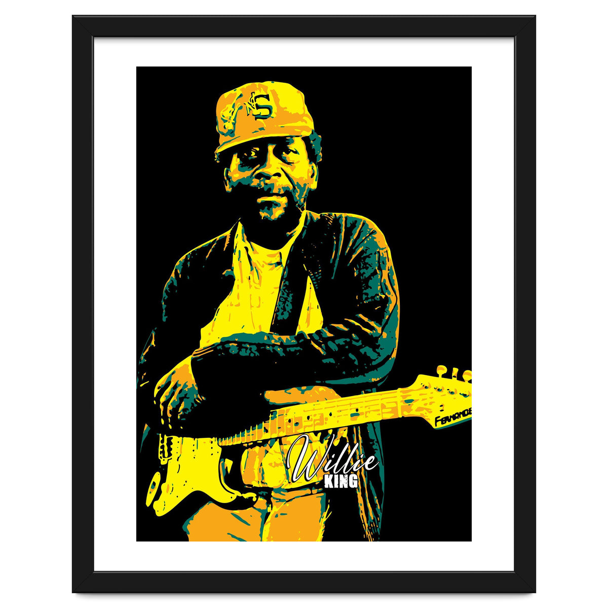 Willie King American Blues Guitarist in Pop Art