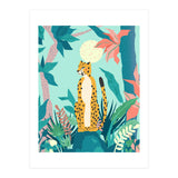 Leopard Forest, Pastel Tropical Jungle Nature Botanical, Moon Eclectic Colorful Wild Animals Boho (Print Only) thumbnail