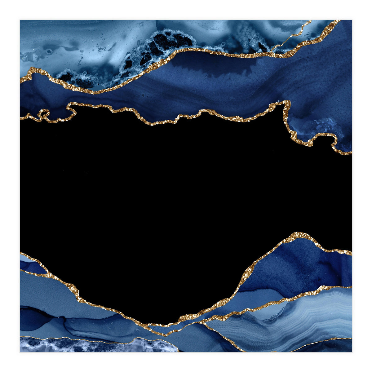 Navy & Gold Agate Texture 18  (Print Only)