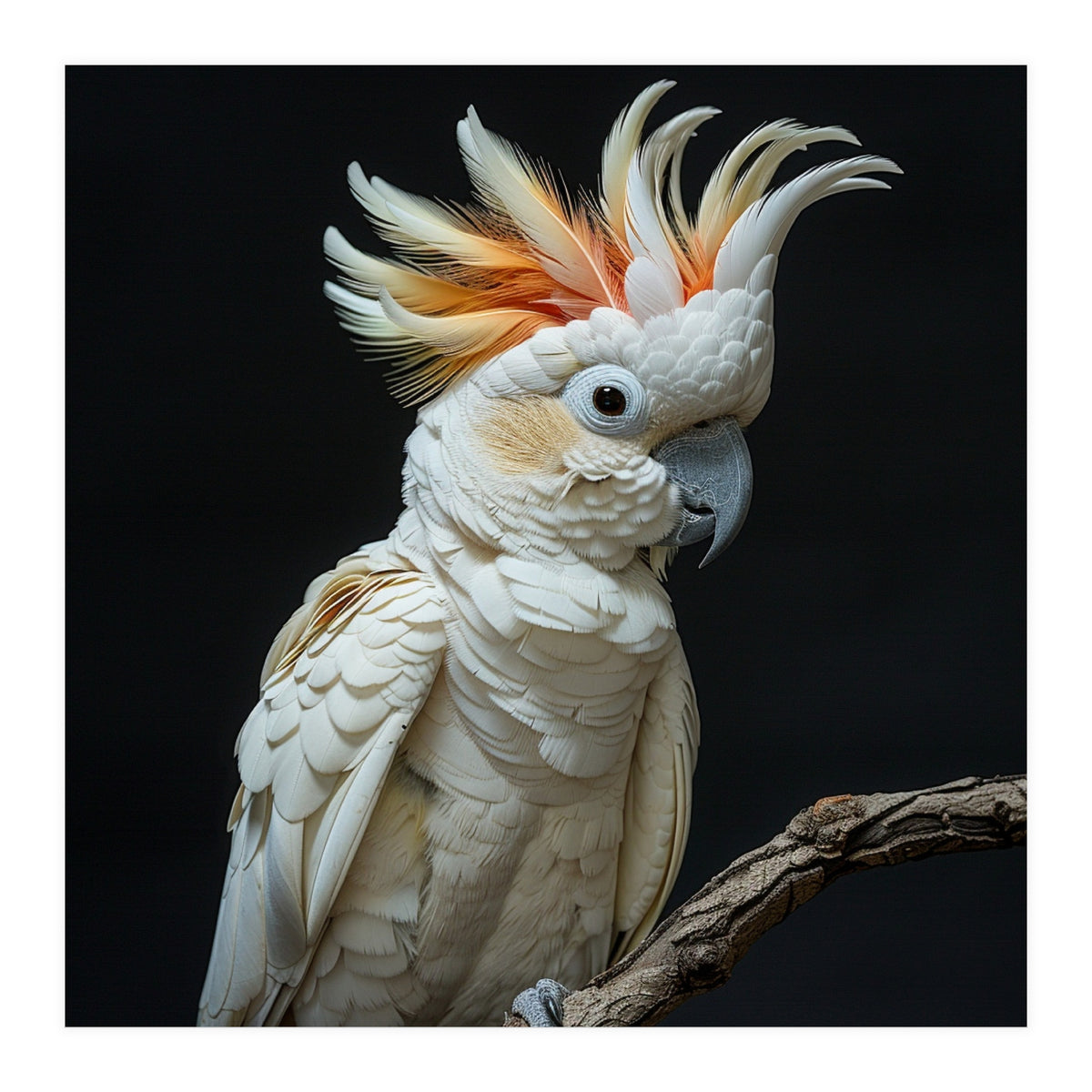 White Cockatoo Parrot Bird Perched On Branch (Print Only)
