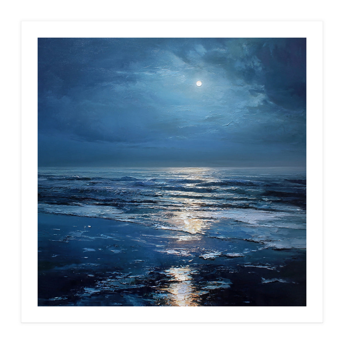 Midnight Blue Moonlit Seascape (Print Only)
