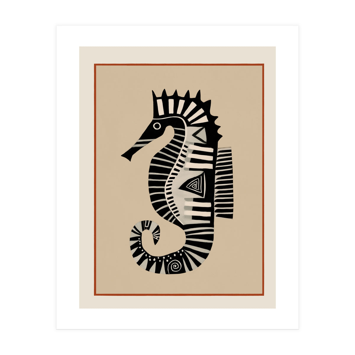 Striped Seahorse II (Print Only)