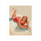 Pinup Girl Posing On A Beach (Print Only) thumbnail