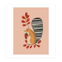Squirrel In A Pink Autumn (Print Only)