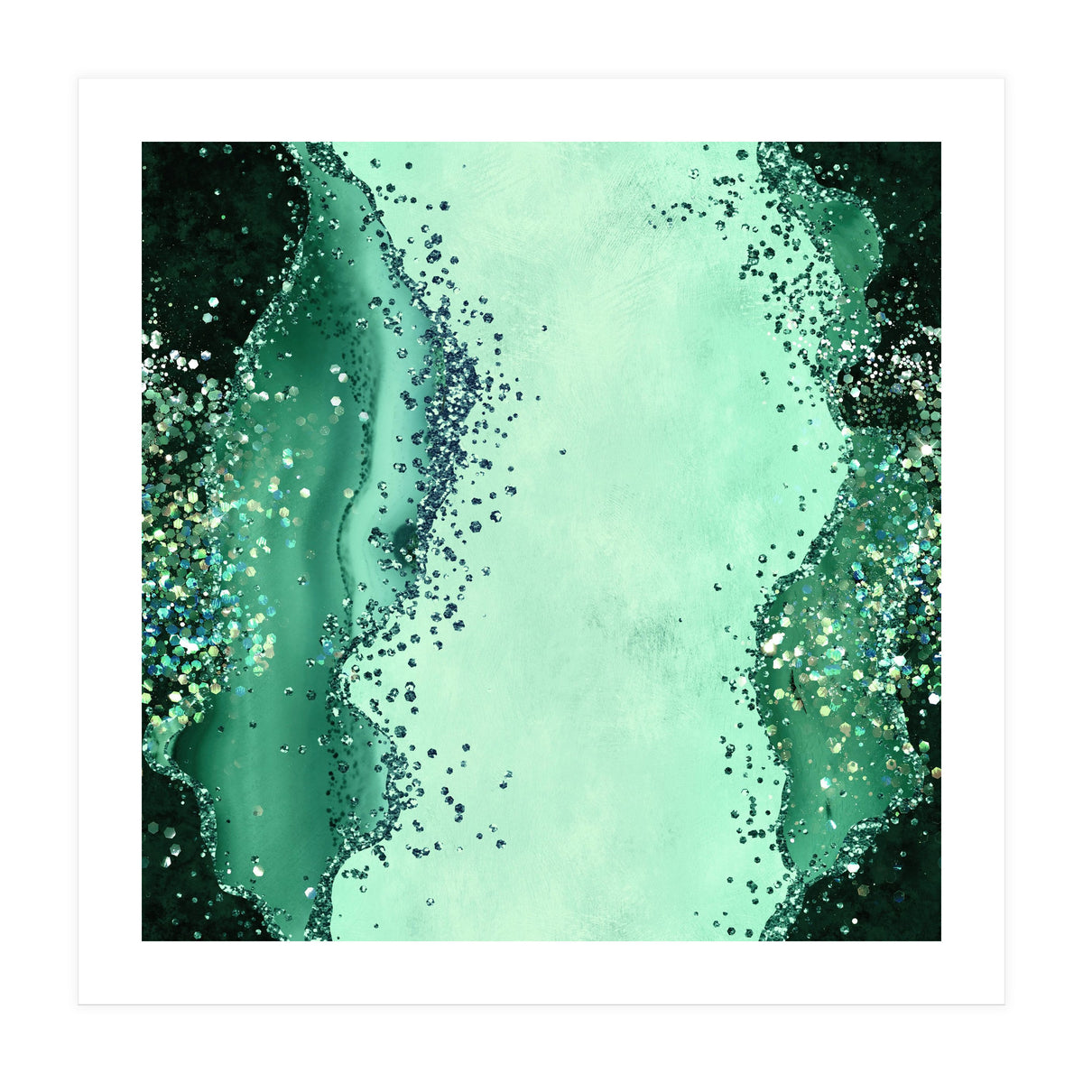 Emerald Glitter Agate Texture 01  (Print Only)
