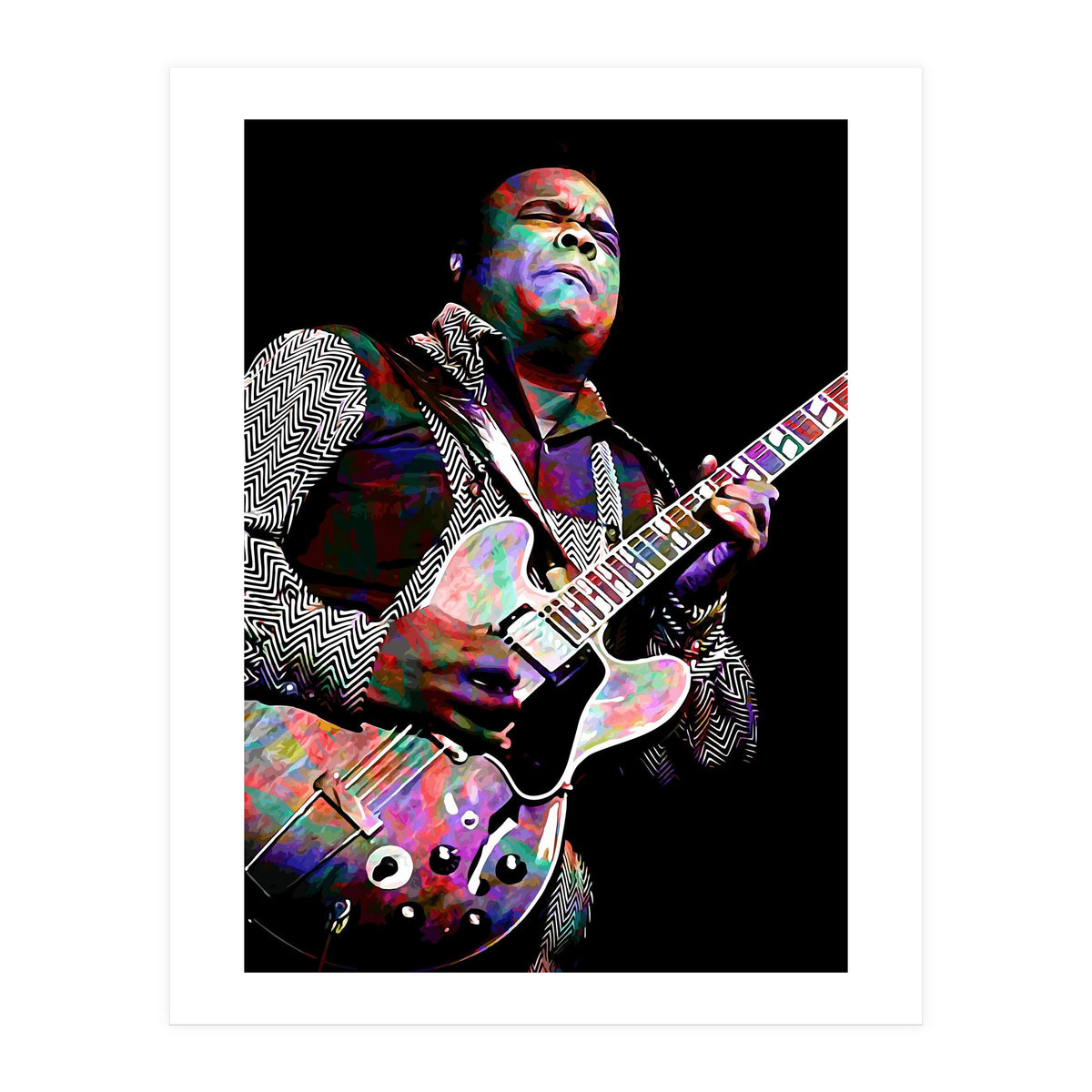 Freddie King American Blues Guitarist Colorful (Print Only)