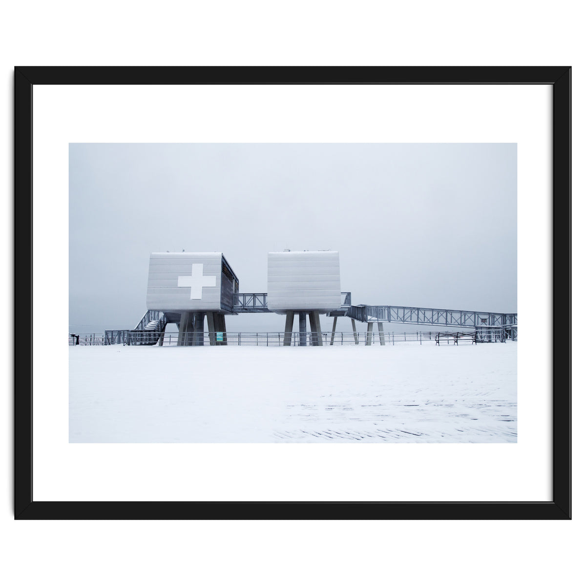 First aid house in the winter seascape