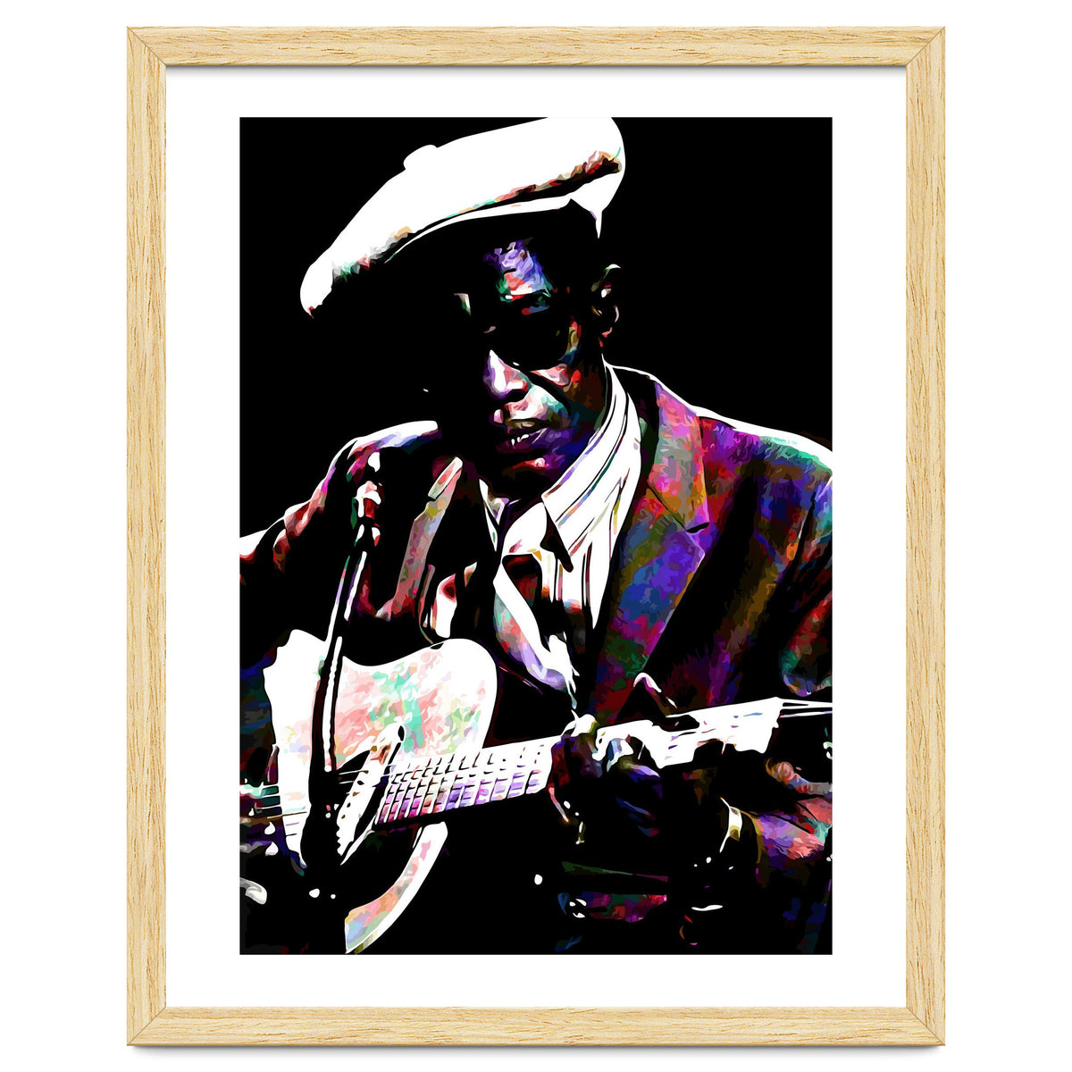 Lightnin' Hopkins American Country Blues Musician legend Colorful Art