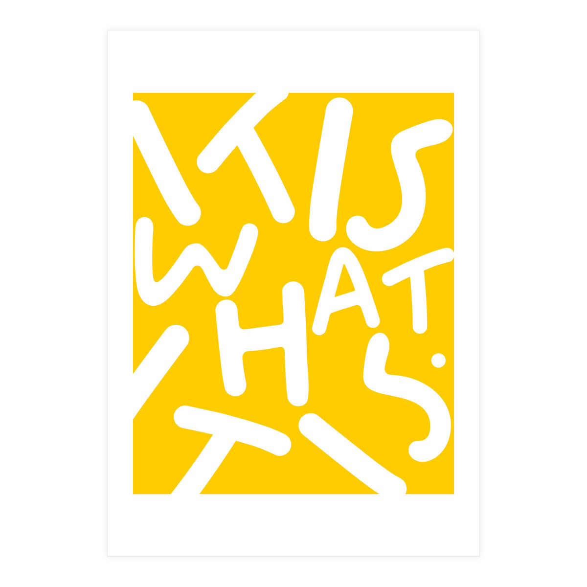 It Is What It Is. Typography Funky Quote Saying Words, Minimal Positivity Bright Yellow, Fun Quirky Eclectic Bohemian Contemporary Modern (Print Only)