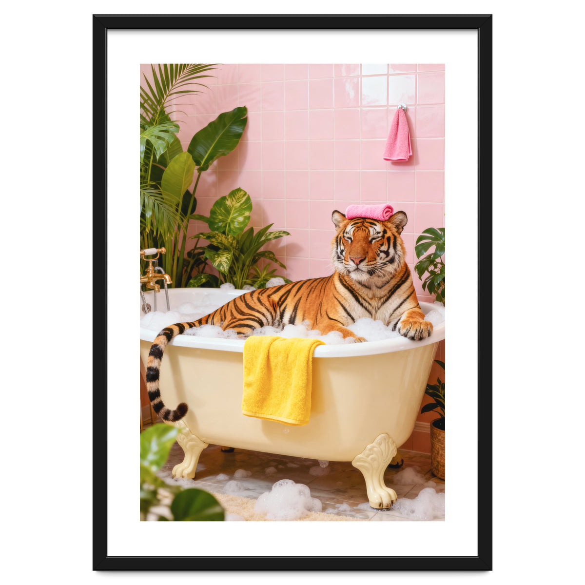 Leopard in Bathtub, Surreal Bathroom Scene