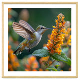 Hummingbird Feeding On Yellow Flowers Nectar thumbnail