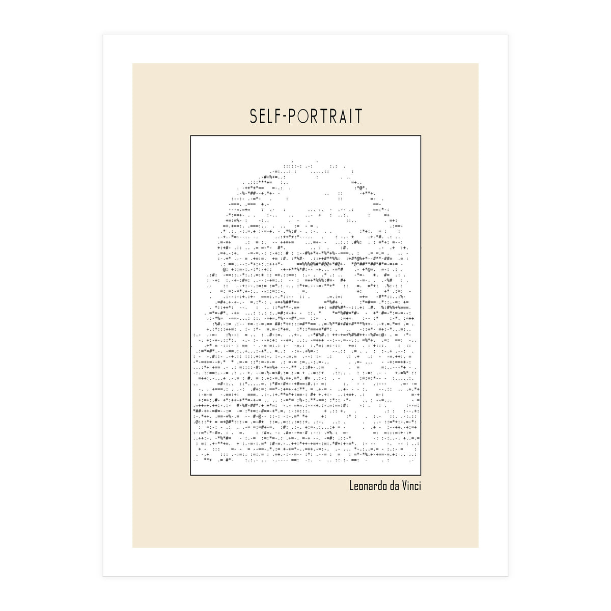 Self Portrait – Leonardo Da Vinci (ascii Art) (Print Only)