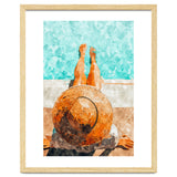 By The Pool All Day, Summer Travel Woman Swimming, Tropical Fashion Bohemian Painting thumbnail
