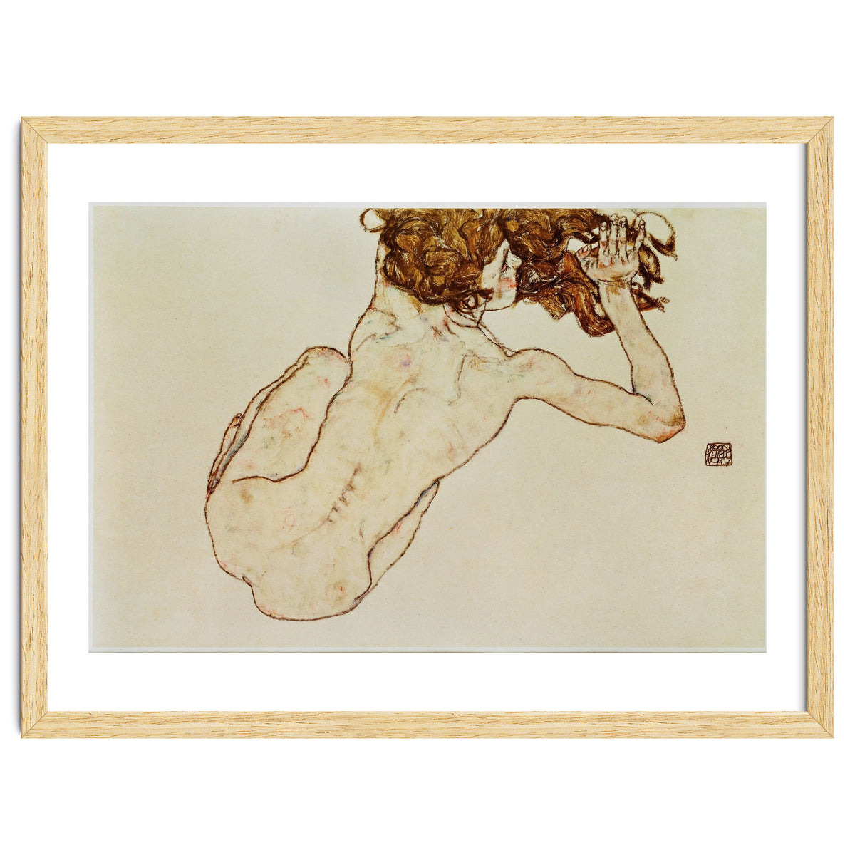 Kauernder Rueckenakt - Crouching nude,back view,1917. Gouache and pencil, 29,5 x 45 cm.