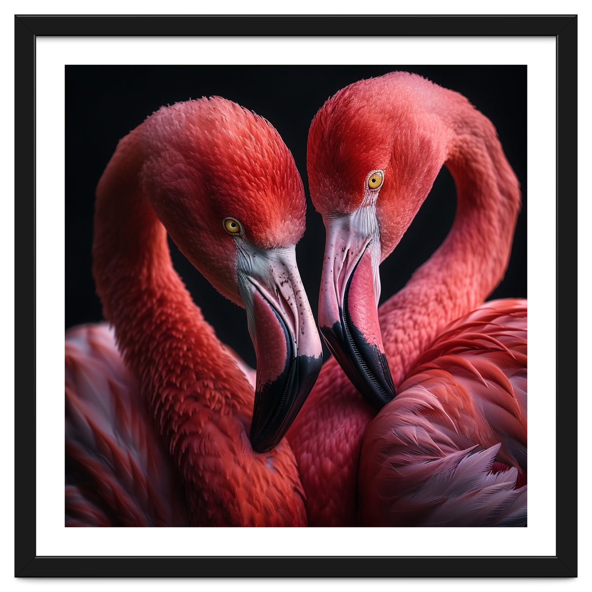 Two Flamingos Together