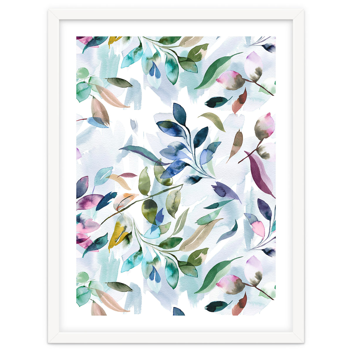 Watercolor Tranquility Leaves Mauve