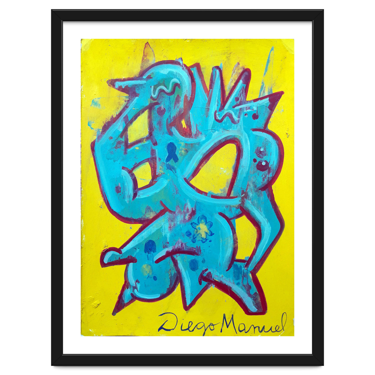 Forma Celeste Sobre Amarillo