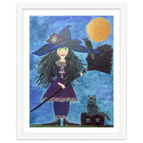 Cassandra, the Little Witch, with Merlin, the cat, and Circe, the Raven thumbnail