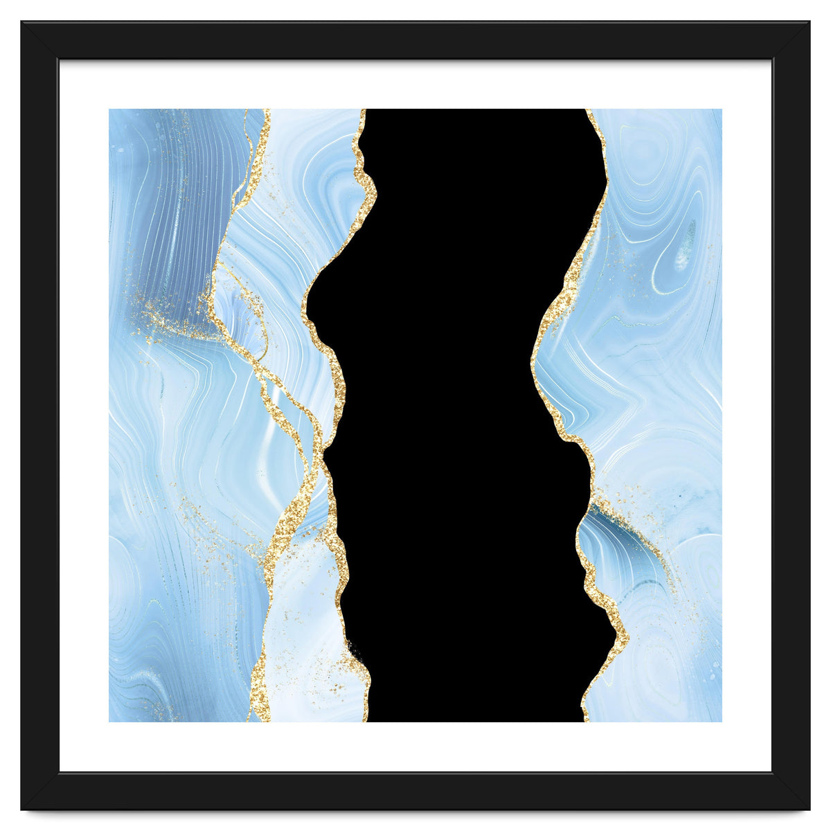 Blue & Gold Glitter Agate Texture 02