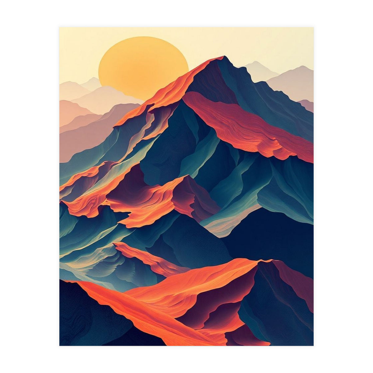 Dramatic Abstract Mountain Sunset Art (Print Only)
