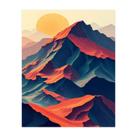 Dramatic Abstract Mountain Sunset Art (Print Only)