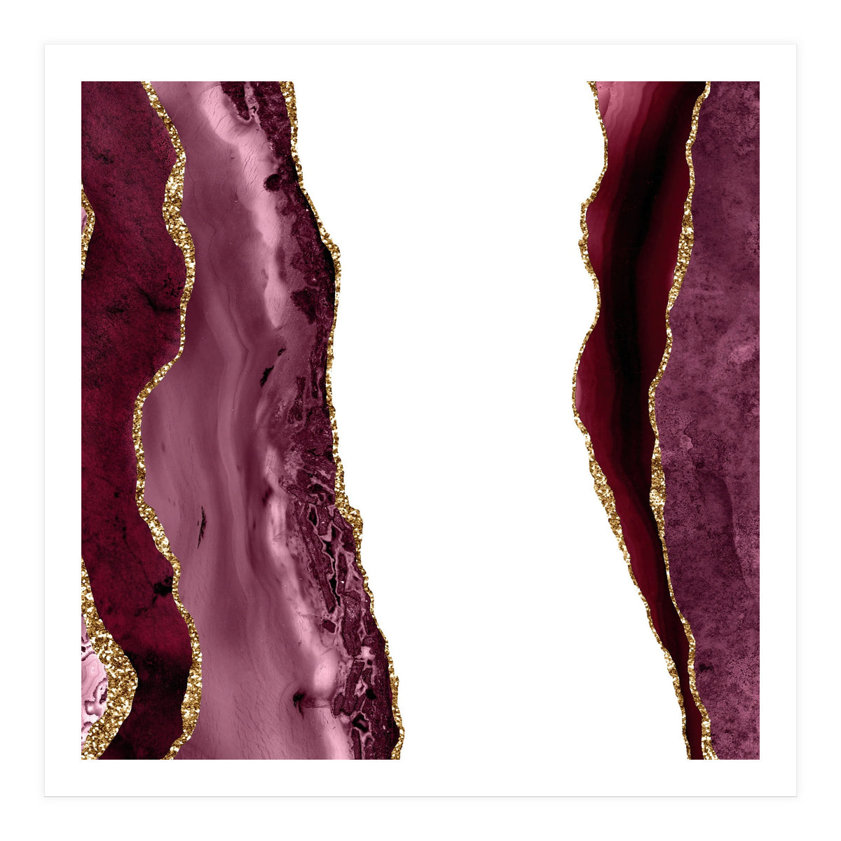 Burgundy & Gold Agate Texture 20 (Print Only)