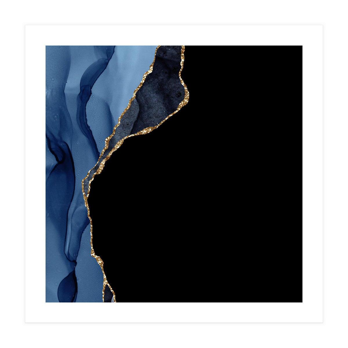 Navy & Gold Agate Texture 09  (Print Only)