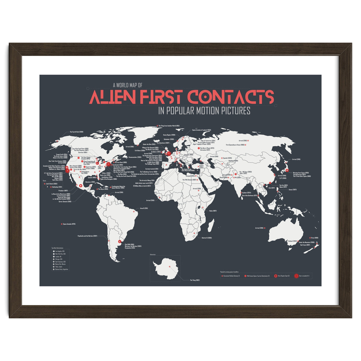 World Map of Alien First Contacts in Movies